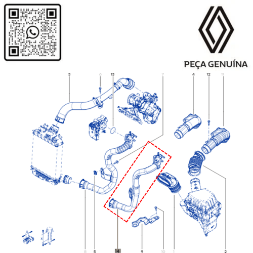 RN 05850R 144605850R MANGUEIRA DE SAIDA DO INTERCOOLER 1.0 12V H5D KARDIAN 6